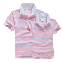 Venta al por mayor Striped Couple Pink Polo T Shirt